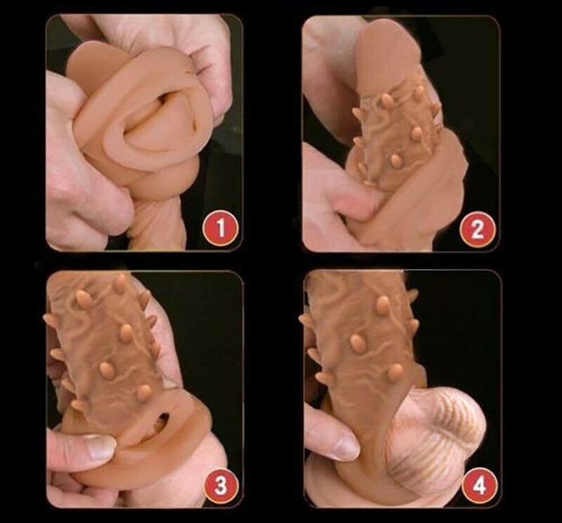 Reusable Spikey Penis Sleeve Extender Enlarger Condom Ball Loop Ejaculation Aid Sex Toys for Men Couples