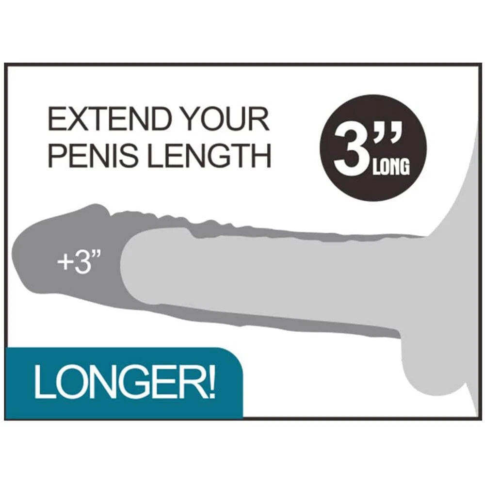 Reusable Vibrating Condom Penis Sleeve with Bullet Extender Enlarger Ball Loop Girth Sheath Sex Toys for Men Couples LGBTQ