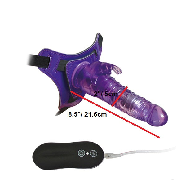 8.5" Vibrating Strap On Dildo & Harness G-Spot Anal Butt Plug Sex Toys for Men Women Couples Gay Lesbian