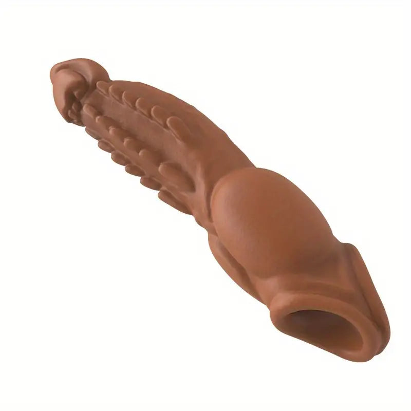 Monster Reusable Penis Sleeve Extra 8cm Extender Enlarger Condom Ball Loop Ejaculation Aid
