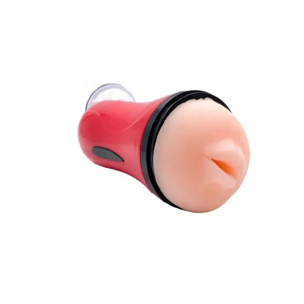 Mouth Shape Male Vibrating Masturbation Cup Hands-Free Suction Cup Flesh Light Stroker Sex Toys for Men