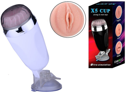 Male Vibrating Masturbation Cup Hands-Free Suction Cup Flesh Light Stroker Sex Toys for Men