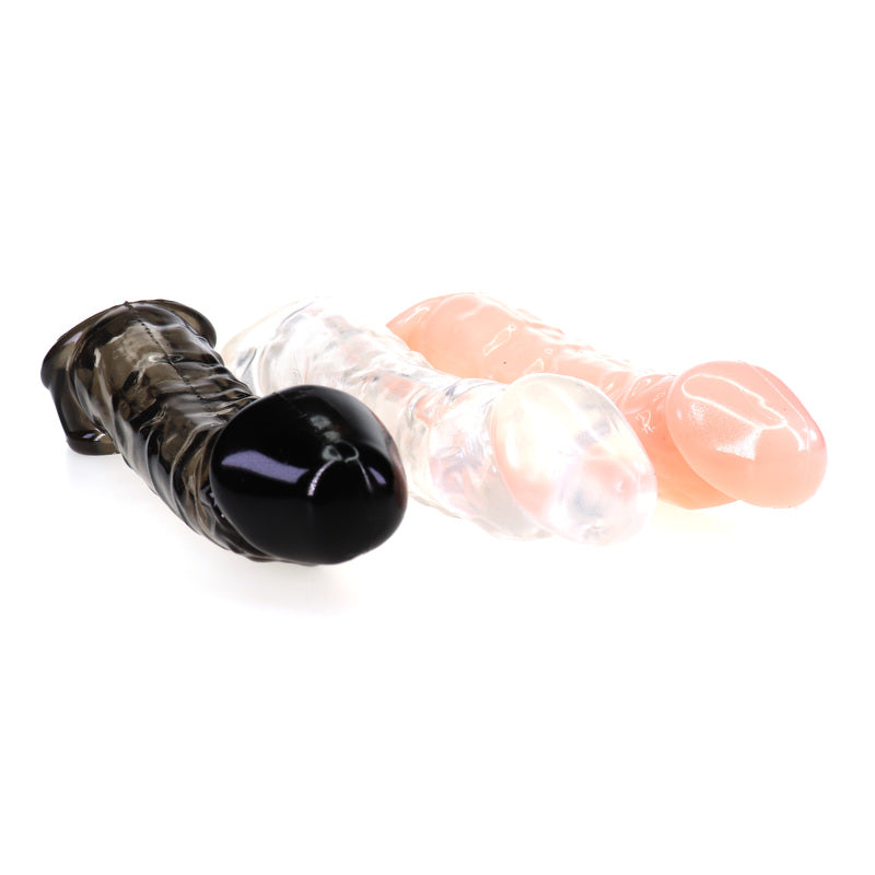 Reusable Penis Sleeve Extra 5.5cm Extender Enlarger Condom Ball Loop Ejaculation Aid Sex Toys for Men Couples