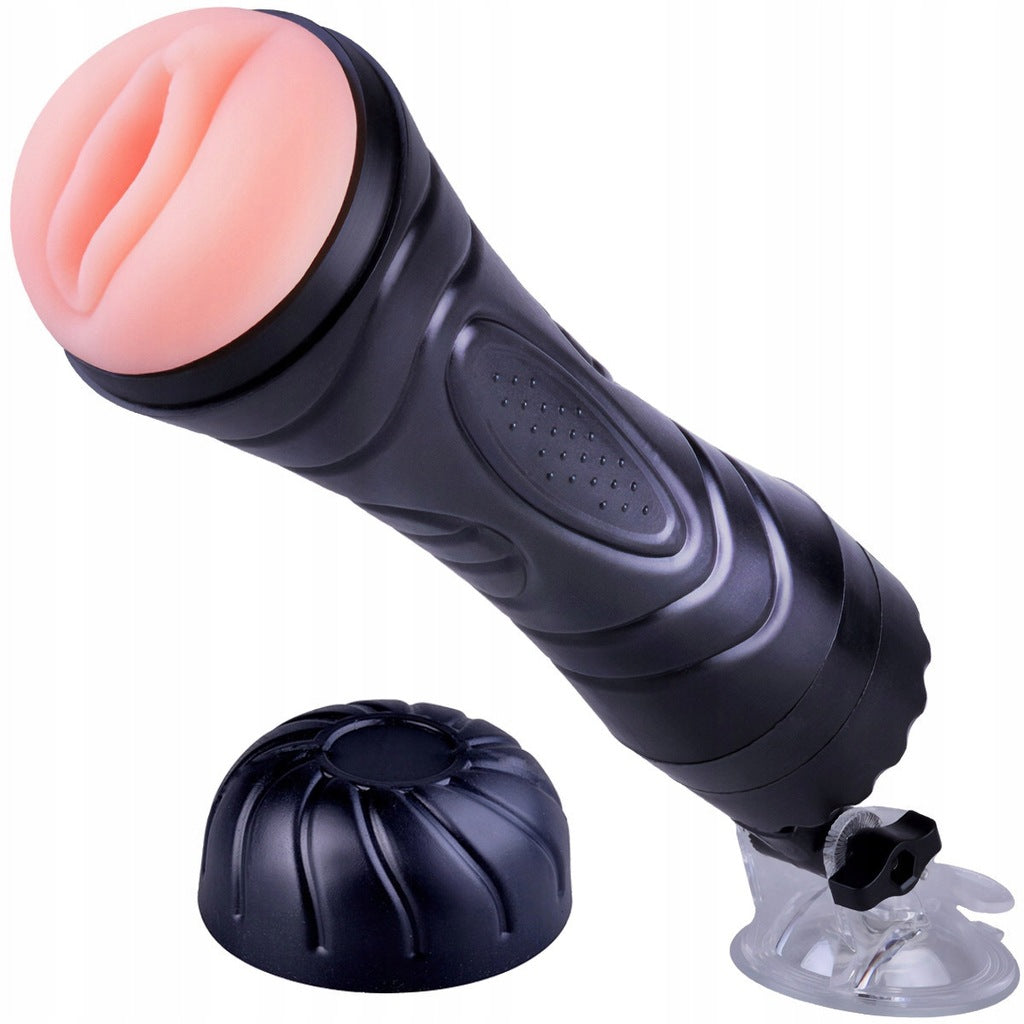 Male Vibrating Masturbation Cup Hands-Free Suction Cup Flesh Light Stroker Sex Toys for Men