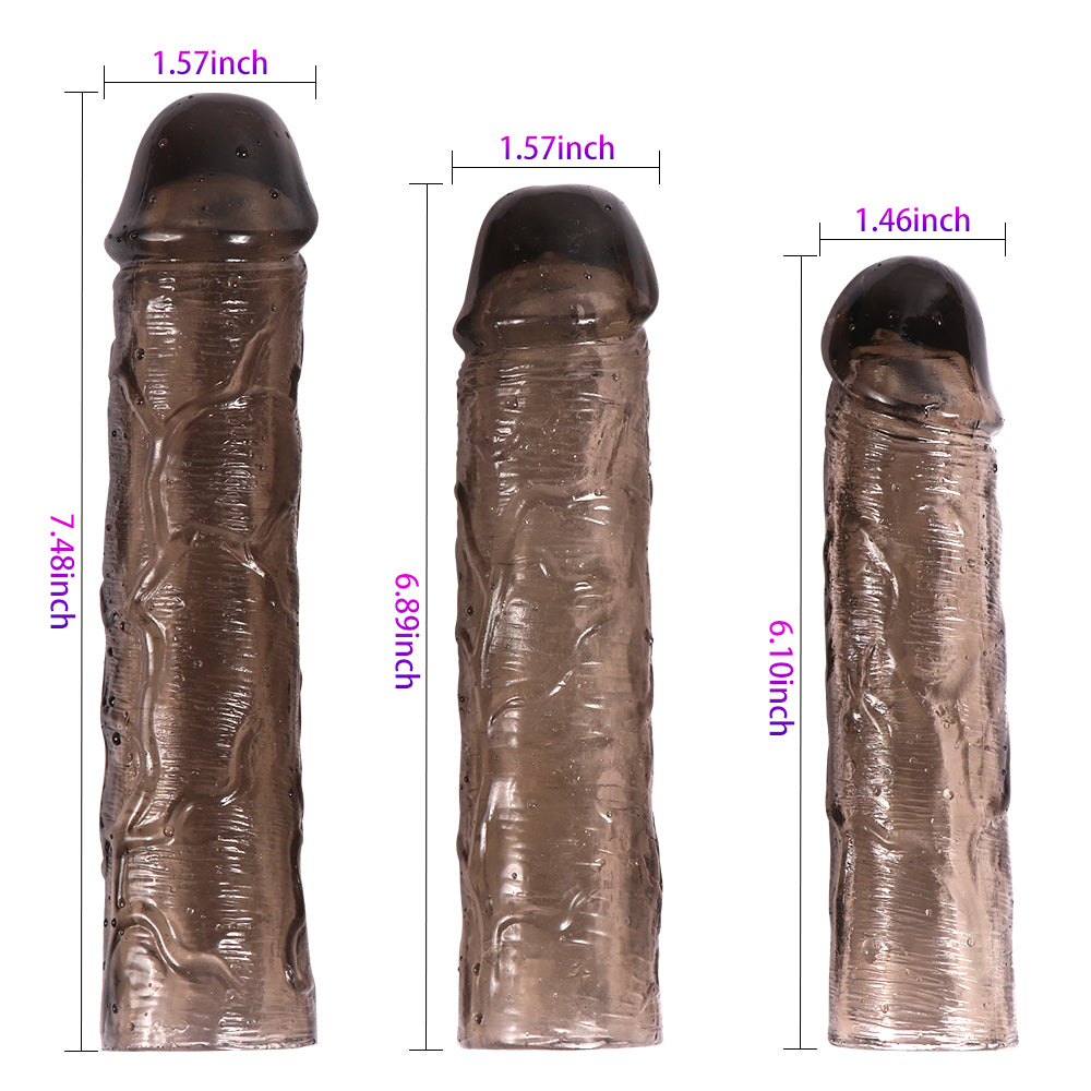 3 Pack 3 Sizes Reusable Penis Set Kit Extender Enlarger Sleeve Condom Sex Toys for Men Couples