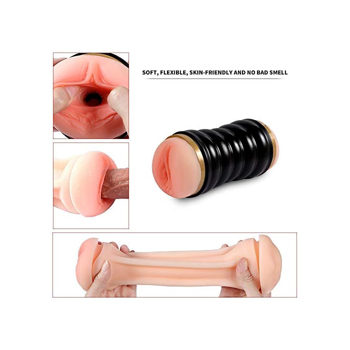 Doubled Vagina & Blow Job Masturbator Penis Flesh Light Sleeve Stroker Sex Toys for Men Couples