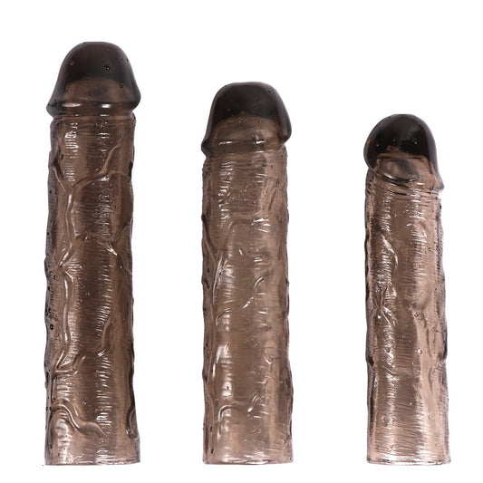 3 Pack 3 Sizes Reusable Penis Set Kit Extender Enlarger Sleeve Condom Sex Toys for Men Couples