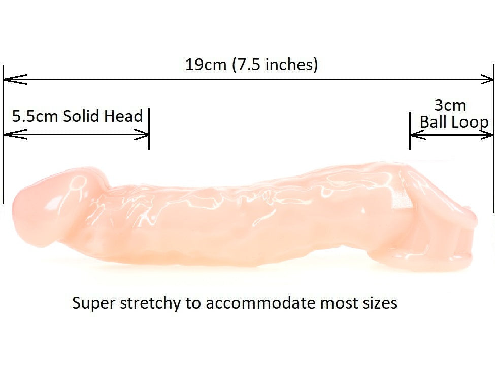 Reusable Penis Sleeve Extra 5.5cm Extender Enlarger Condom Ball Loop Ejaculation Aid Sex Toys for Men Couples