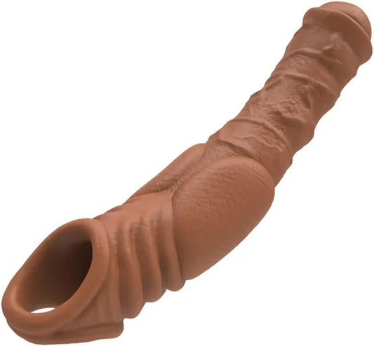 Reusable Condom Penis Sleeve Extender Enlarger Ball Loop Girth Sheath Sex Toys for Men Couples LGBTQ