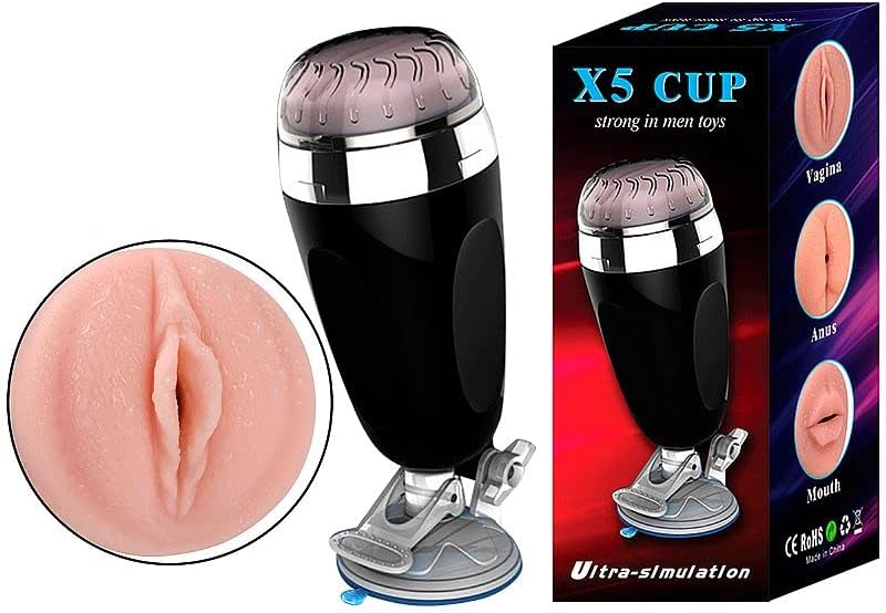 Male Vibrating Masturbation Cup Hands-Free Suction Cup Flesh Light Stroker Sex Toys for Men