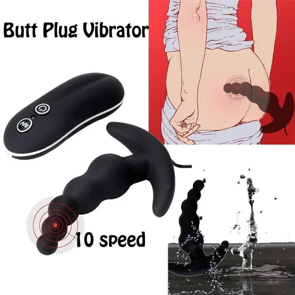Vibrating Anal Butt Plug Beads Prostate Massager Sex Toys for Men Woman Couples LGBTQ Gay