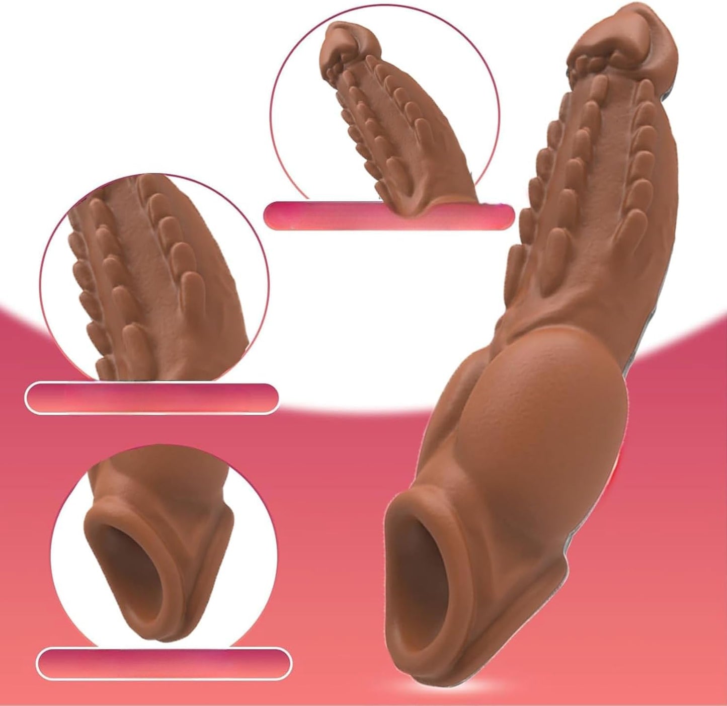 Monster Reusable Penis Sleeve Extra 8cm Extender Enlarger Condom Ball Loop Ejaculation Aid
