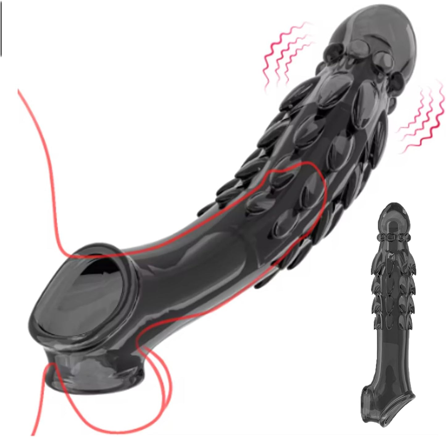 Reusable Vibrating Condom Penis Sleeve Extender Enlarger Ball Loop Girth Sheath Sex Toys for Men Couples LGBTQ