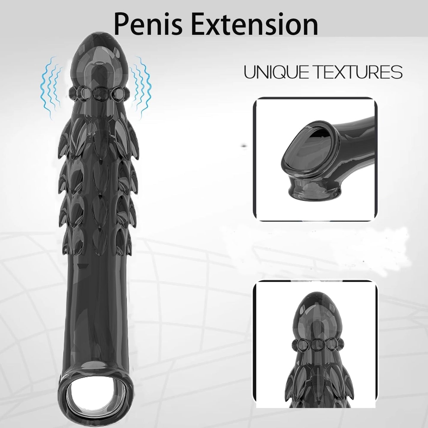 Reusable Vibrating Condom Penis Sleeve Extender Enlarger Ball Loop Girth Sheath Sex Toys for Men Couples LGBTQ