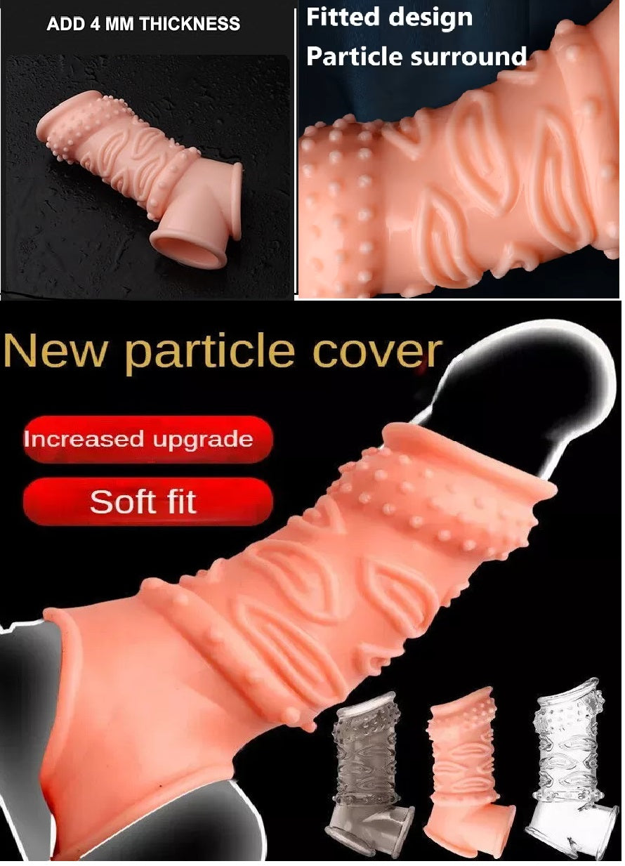 Reusable Penis Sleeve Cock Ring Enlarger Sex Toys for Men Couples