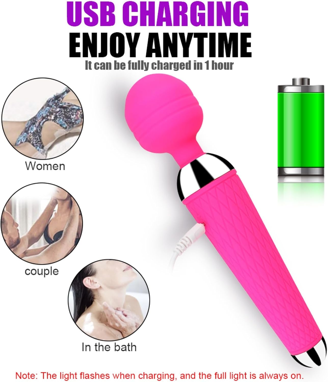Magic Wand USB Vibrator Anal Butt Plug Sex Toys for Men Women Couples LGBTQ Gay Masturbator