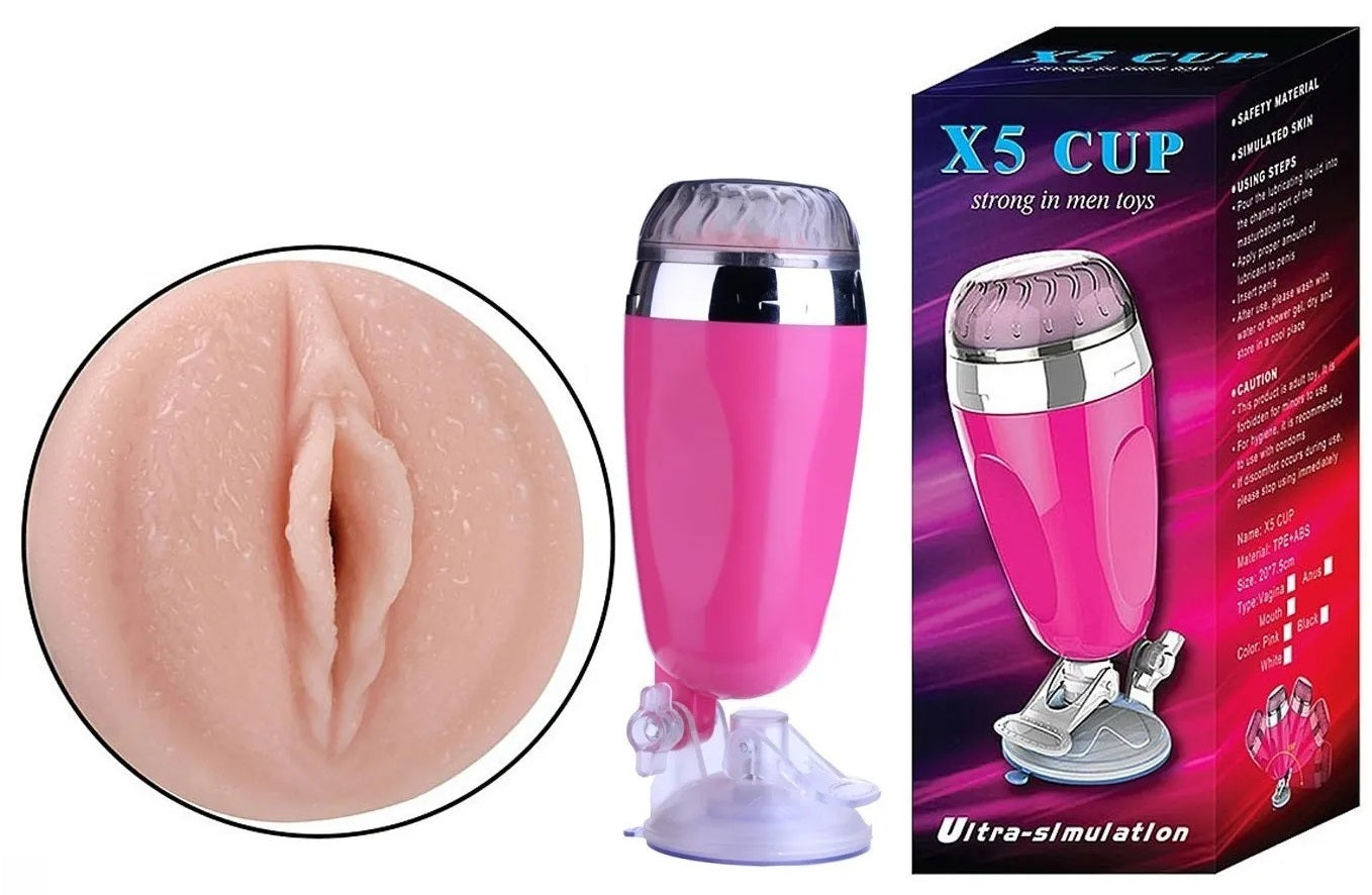 Male Vibrating Masturbation Cup Hands-Free Suction Cup Flesh Light Stroker Sex Toys for Men