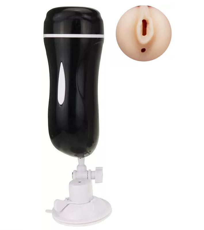 2 in1 Anal & Vagina Shape Male Vibrating Masturbation Cup Hands-Free Suction Cup Flesh Light Stroker Sex Toys for Men