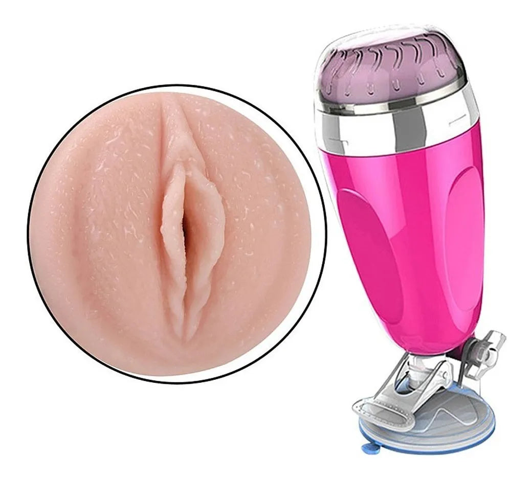 Male Vibrating Masturbation Cup Hands-Free Suction Cup Flesh Light Stroker Sex Toys for Men