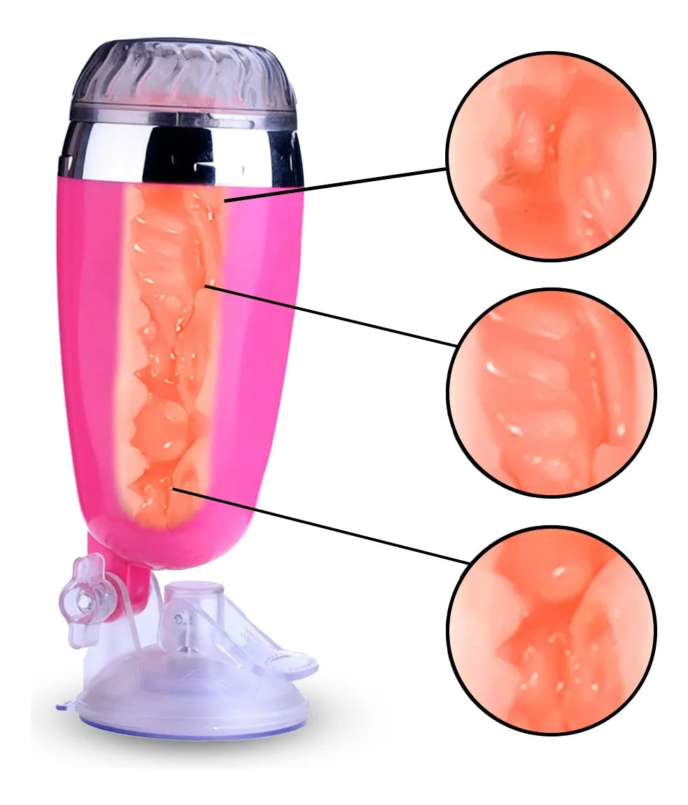 Male Vibrating Masturbation Cup Hands-Free Suction Cup Flesh Light Stroker Sex Toys for Men