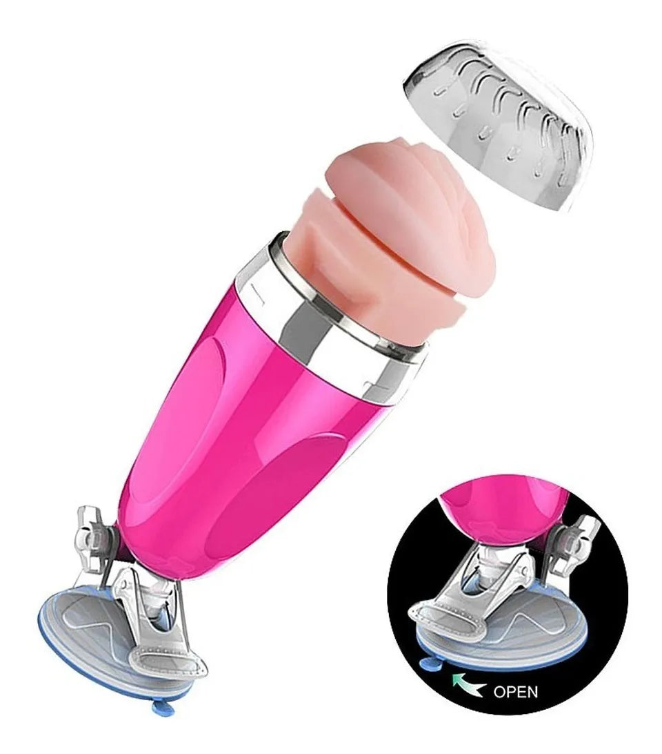 Male Vibrating Masturbation Cup Hands-Free Suction Cup Flesh Light Stroker Sex Toys for Men