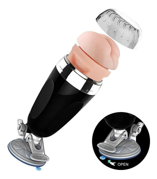 Male Vibrating Masturbation Cup Hands-Free Suction Cup Flesh Light Stroker Sex Toys for Men