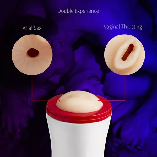 2 in1 Anal & Vagina Shape Male Vibrating Masturbation Cup Hands-Free Suction Cup Flesh Light Stroker Sex Toys for Men