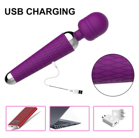 Magic Wand USB Vibrator Anal Butt Plug Sex Toys for Men Women Couples LGBTQ Gay Masturbator