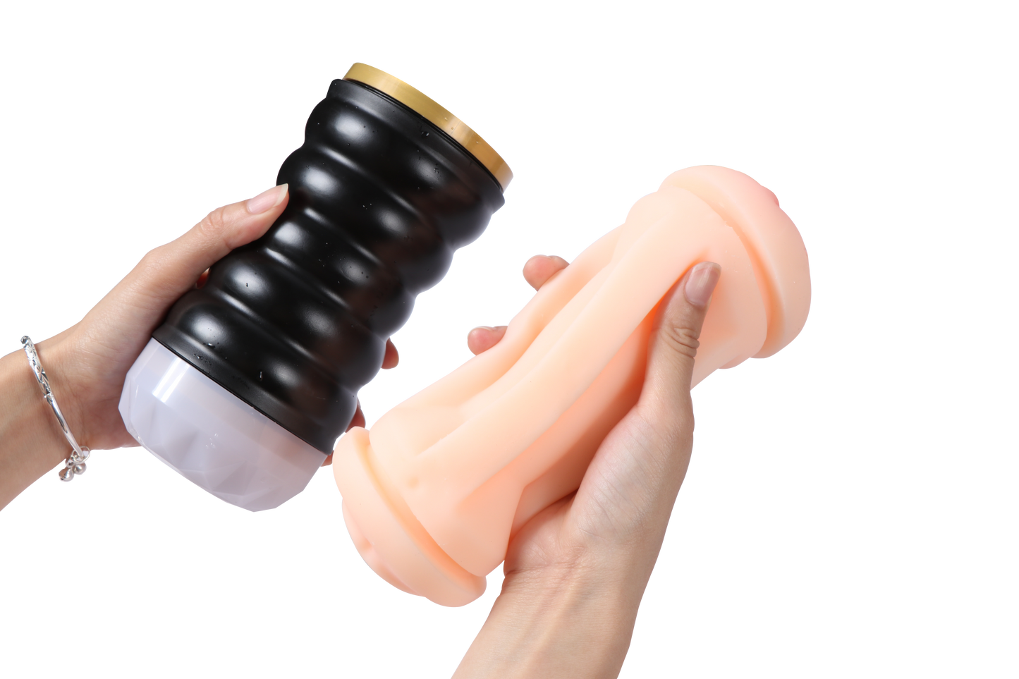 Doubled Vagina & Blow Job Masturbator Penis Flesh Light Sleeve Stroker Sex Toys for Men Couples