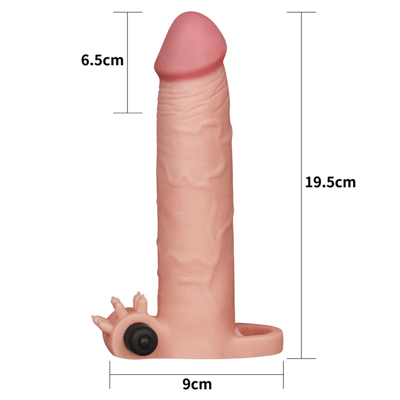 Reusable Vibrating Condom Penis Sleeve with Bullet Extender Enlarger Ball Loop Girth Sheath Sex Toys for Men Couples LGBTQ