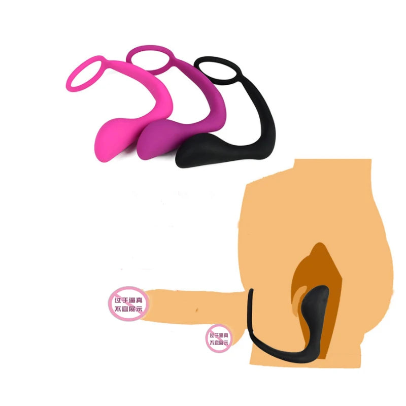 Penis Cock Ring & Anal Butt Plug Prostate Massager Sex Toys for Men Women Couples LGBTQ Gay
