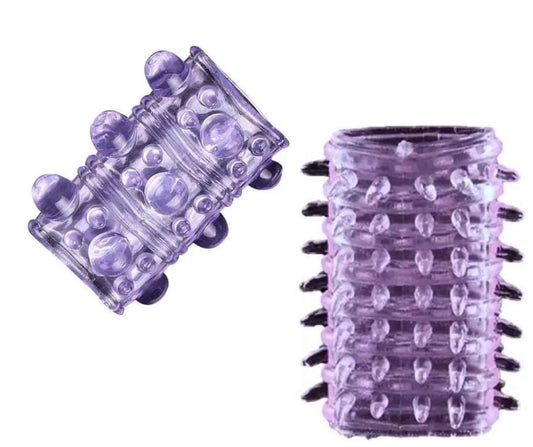 2pcs Set Reusable Penis Sleeve Enlarger Sex Toys for Men Couples