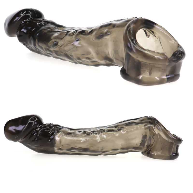 Reusable Penis Sleeve Extra 5.5cm Extender Enlarger Condom Ball Loop Ejaculation Aid Sex Toys for Men Couples