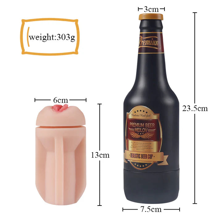 Beer Bottle Shape Vibrating Masturbation Cup Penis Flesh Light Sleeve Masturbator Sex Toys for Men