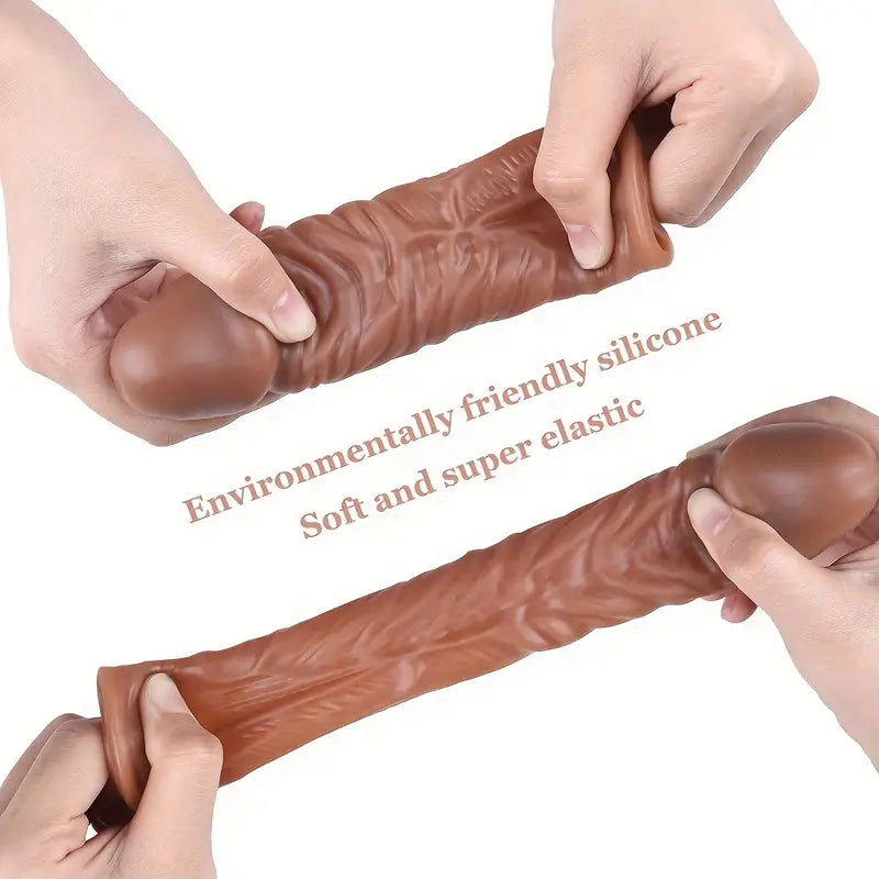 Reusable Penis Sleeve 2" Extra Extender Enlarger Condom Ejaculation Aid Sex Toys for Men Couples