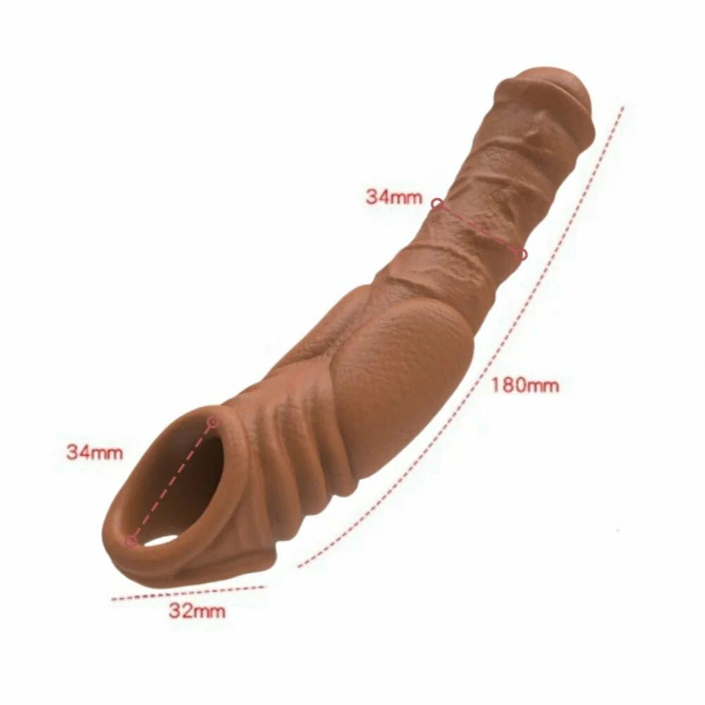 Reusable Condom Penis Sleeve Extender Enlarger Ball Loop Girth Sheath Sex Toys for Men Couples LGBTQ