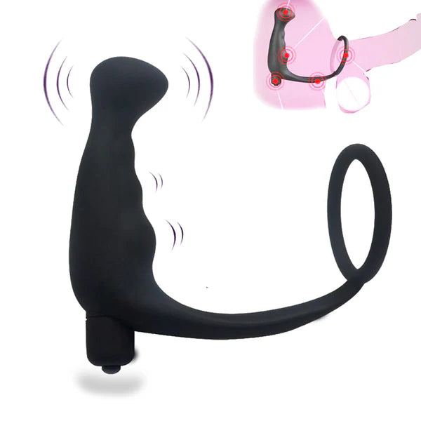 Vibrating Penis Cock Ring & Anal Butt Plug Prostate Massager Sex Toys for Men Woman Couples LGBTQ Gay