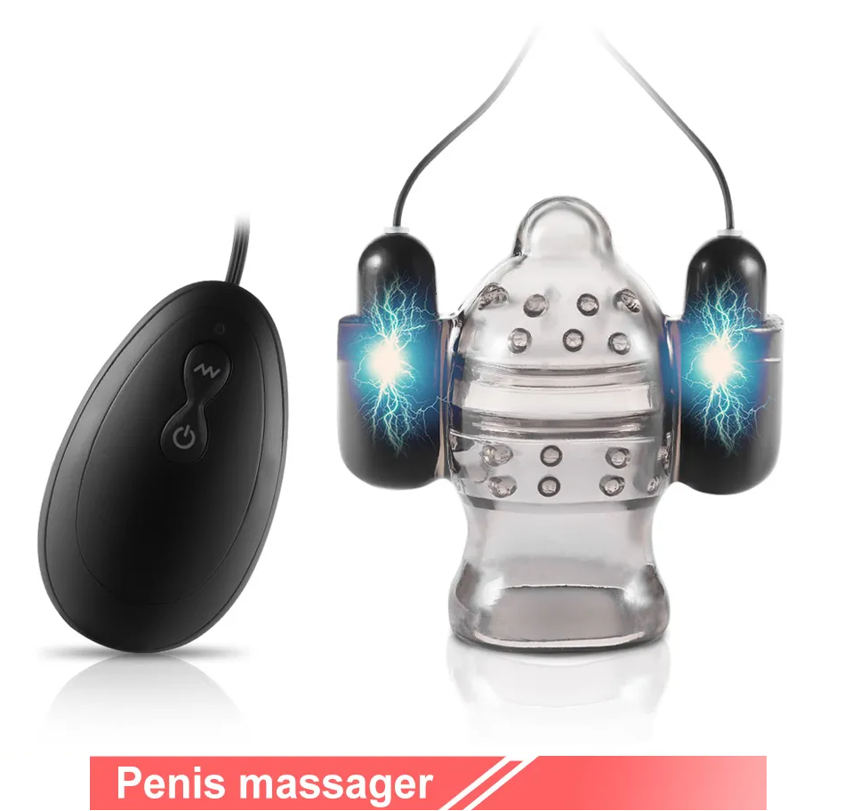 Reusable&nbsp;Penis Sleeve Massager Double Bullets Extender Condom Sex Toys for Men Couples LGBTQ