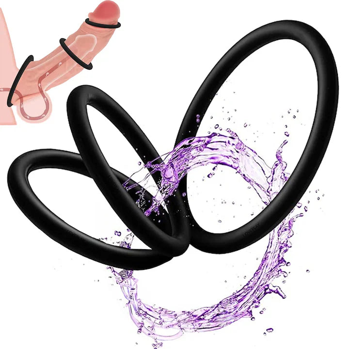 3pcs Penis Cock Ring Enlarger Sleeve Erection Enhancer Delay Ejaculation Male Sex Toys for Men Couples