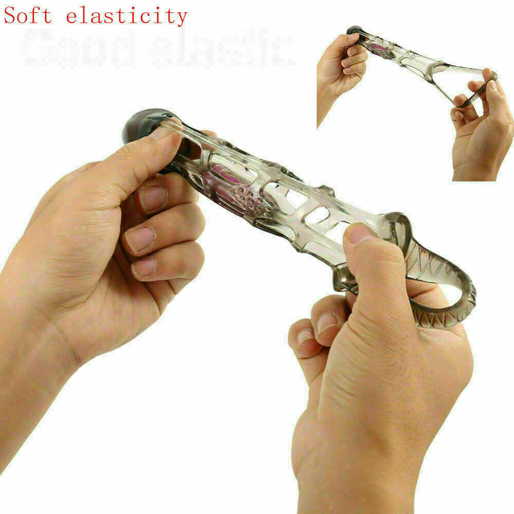 Reusable Vibrating Penis Sleeve Extender Enlarge 2.5cm Solid Head Condom Ball Loop Sex Toys for Men Couples