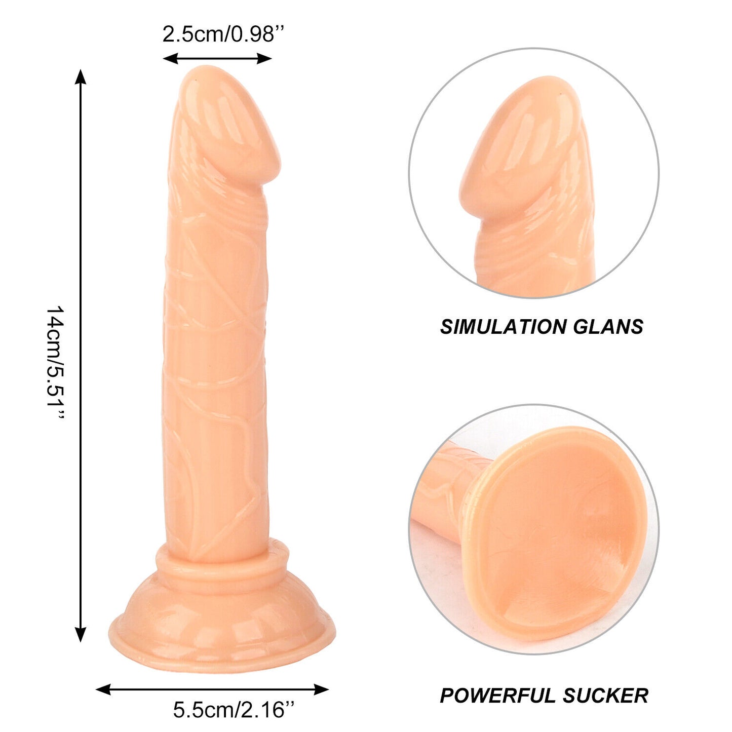 5.51" Realistic Dildo Suction Cup Thick Dong Anal Butt Ass Plug Sex Toys For Men Women Couples
