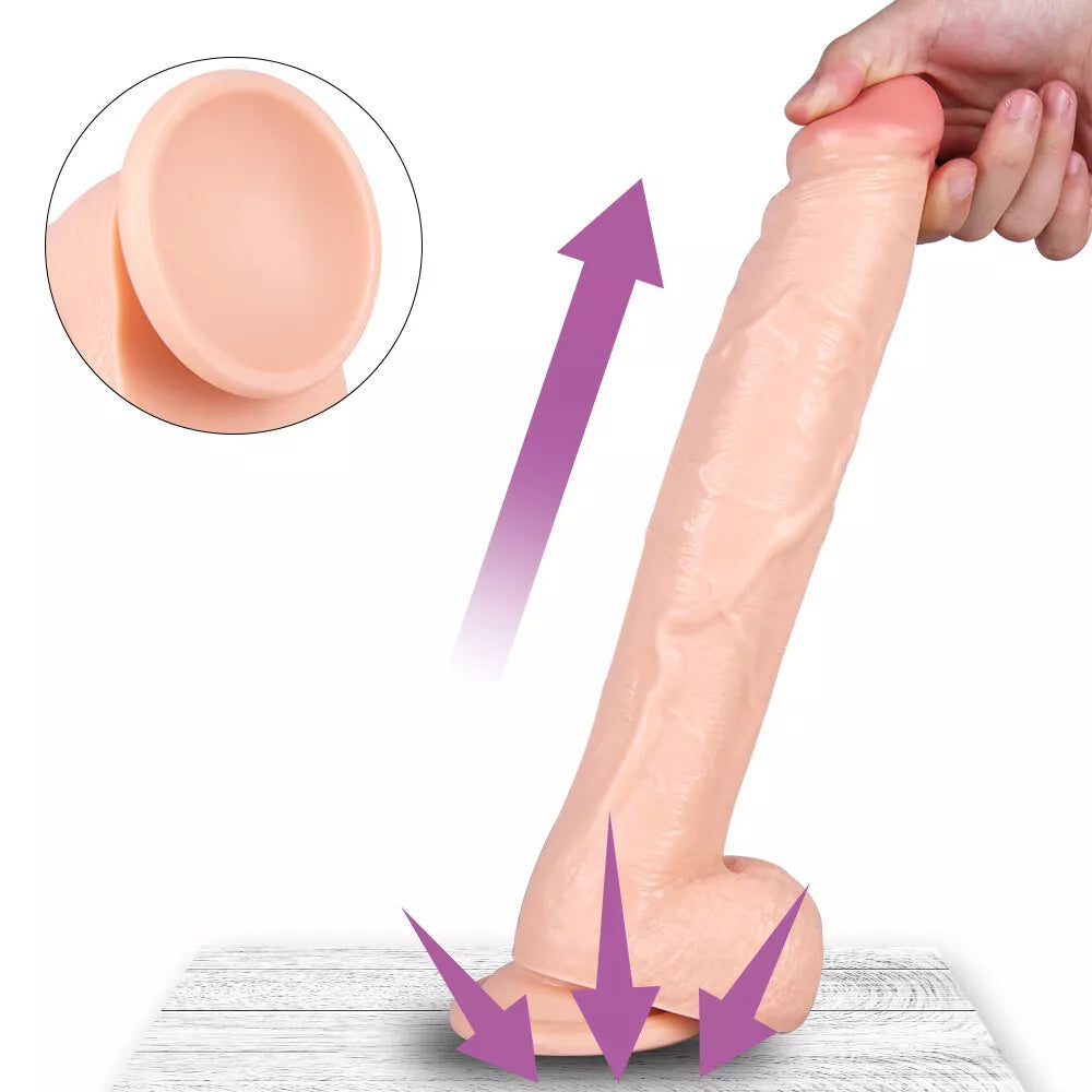 12" Huge Dildo Suction Cup Thick Veiny Dong Large Realistic Giant Cock With Ball Sex Toys For |Men Women Couples