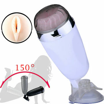 Male Vibrating Masturbation Cup Hands-Free Suction Cup Flesh Light Stroker Sex Toys for Men