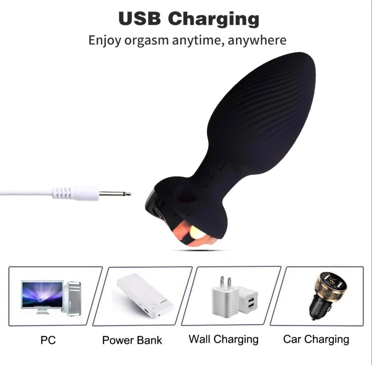 USB Vibrating Anal Butt Plug Dildo Prostate Massager Sex Toys for Men Women Gay LGBTQ