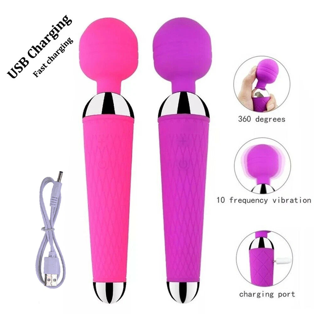 Magic Wand USB Vibrator Anal Butt Plug Sex Toys for Men Women Couples LGBTQ Gay Masturbator