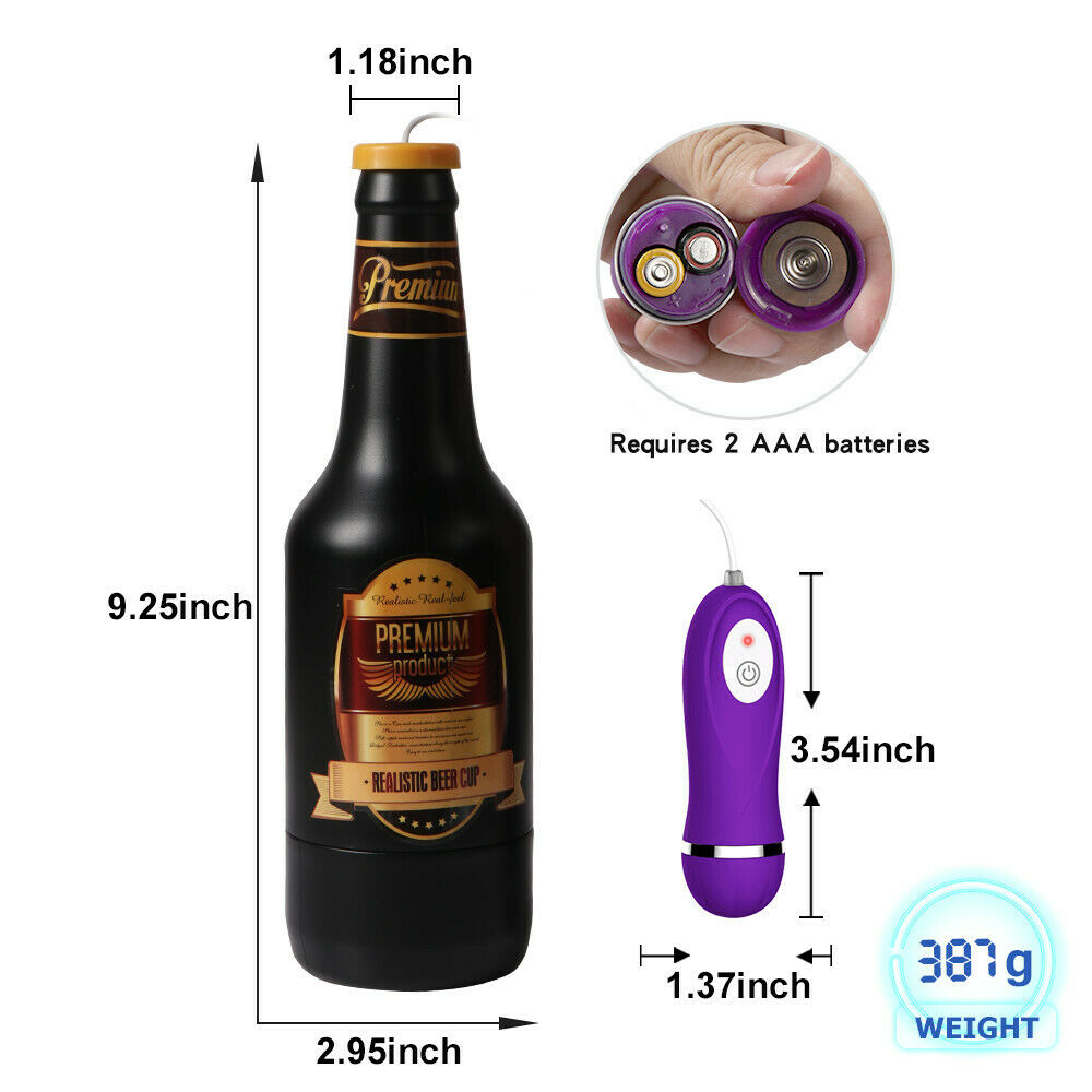 Beer Bottle Shape Vibrating Masturbation Cup Penis Flesh Light Sleeve Masturbator Sex Toys for Men