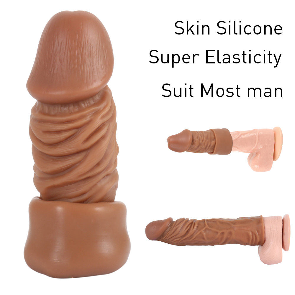 Reusable Penis Sleeve 2" Extra Extender Enlarger Condom Ejaculation Aid Sex Toys for Men Couples