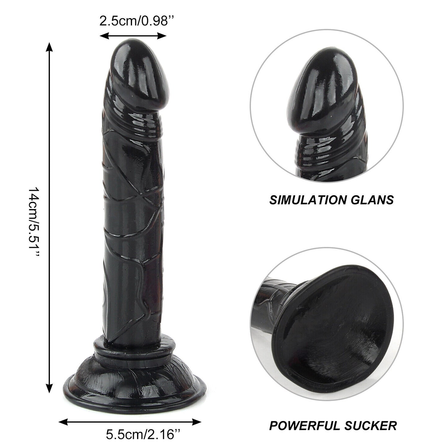 5.51" Realistic Dildo Suction Cup Thick Dong Anal Butt Ass Plug Sex Toys For Men Women Couples