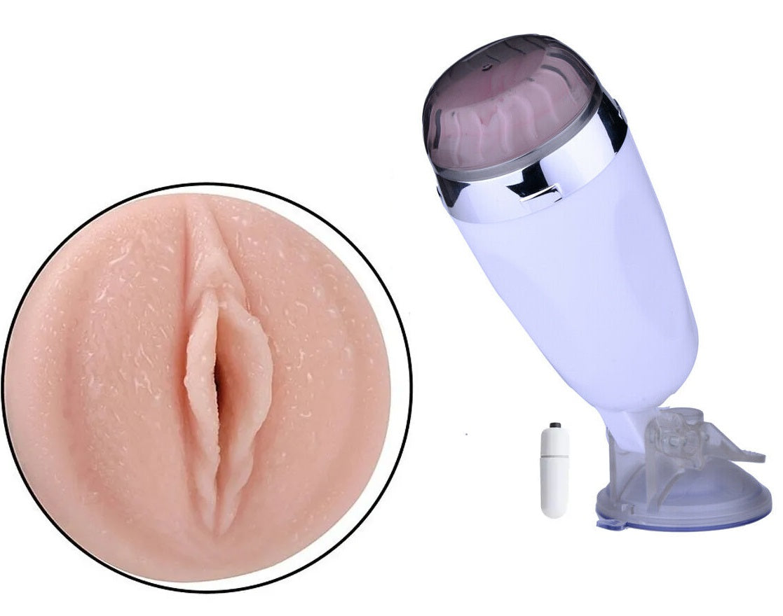 Male Vibrating Masturbation Cup Hands-Free Suction Cup Flesh Light Stroker Sex Toys for Men