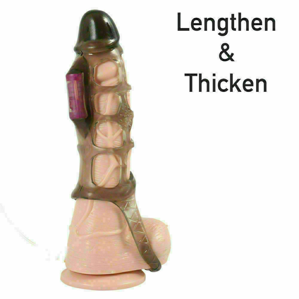Reusable Vibrating Penis Sleeve Extender Enlarge 2.5cm Solid Head Condom Ball Loop Sex Toys for Men Couples